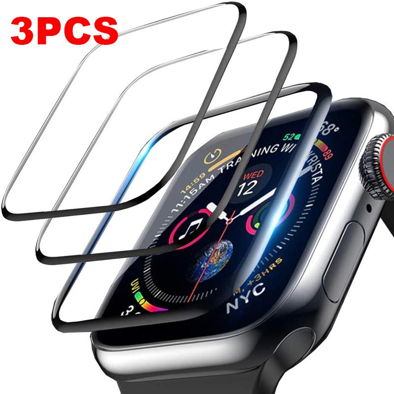 Защитное стекло с полным покрытием для Apple Watch Series 6 se 5 4 3 2 1, 3 шт., защитная пленка для iWatch 38 мм, 40 мм, 42 мм, 44 мм