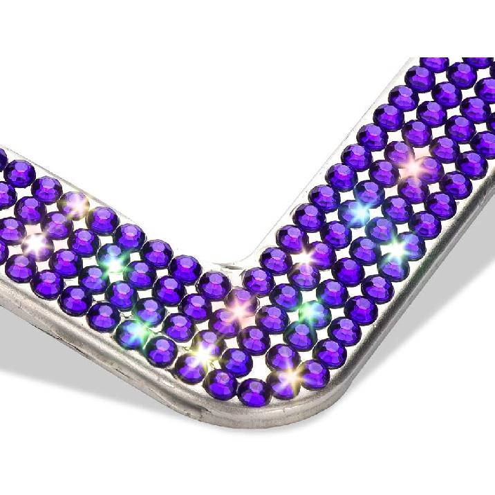 Otostar Блестящая Рамка для Номерного Знака, Ручной Работы, 4 Ряда Блестящих Страз, Рамка для Номерного Знака из Нержавеющей Стали, 4 Отверстия, Набор с Защитными Колпачками для Винтов