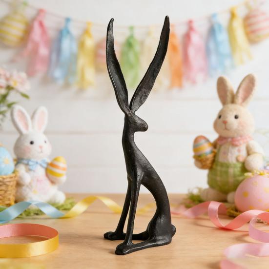 Современная статуэтка кролика из смолы, стоящая фигурка кролика, настольная пасхальная скульптура для стола, шкафа, книжной полки, прилавка, домашнего бара, офиса.