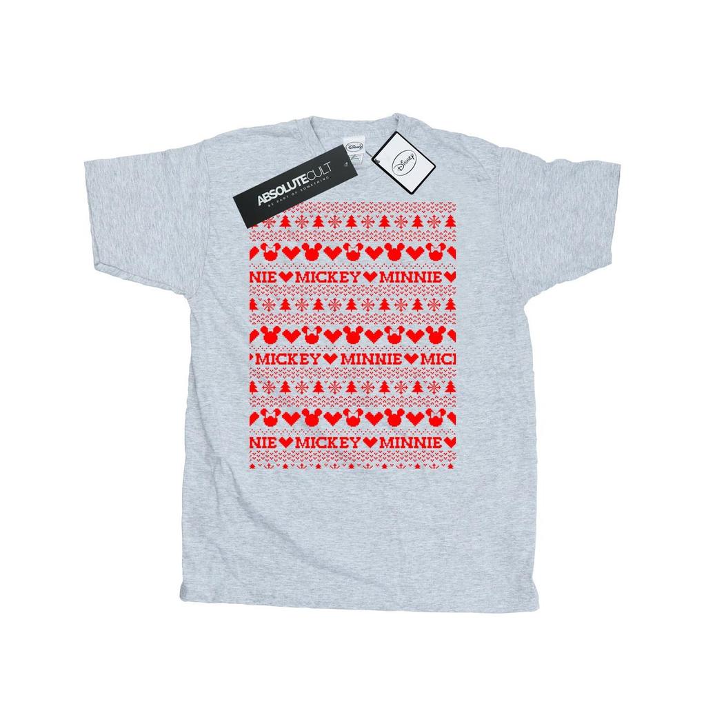 Disney Mens Mickey And Minnie Christmas Fair Isle T-Shirt