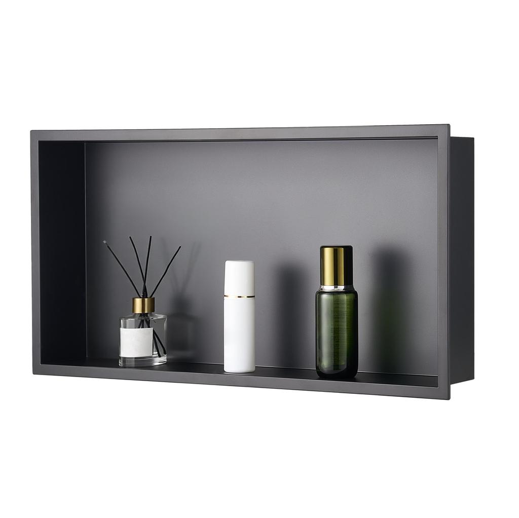 VEVOR Shower Niche, 33.0 x 63.5 x 10.2 cm Recessed Wall Niche, Heavy-duty Stainless Steel Modern Soap & Shampoo Storage Organizer