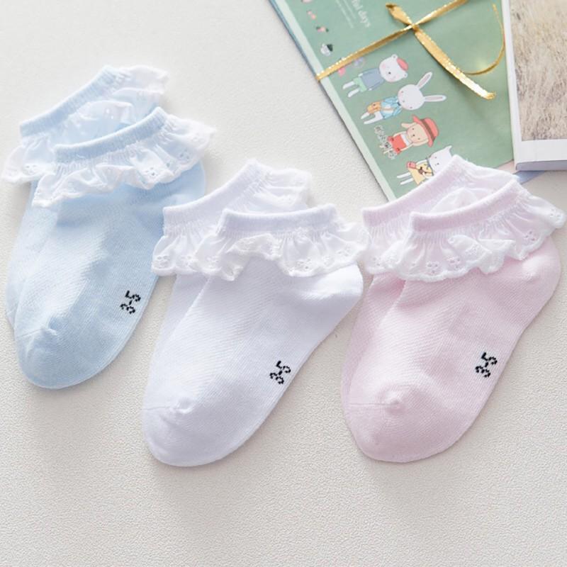 Носки для девочек, милые кружевные носки принцессы с оборками, удобные тонкие повседневные детские носки