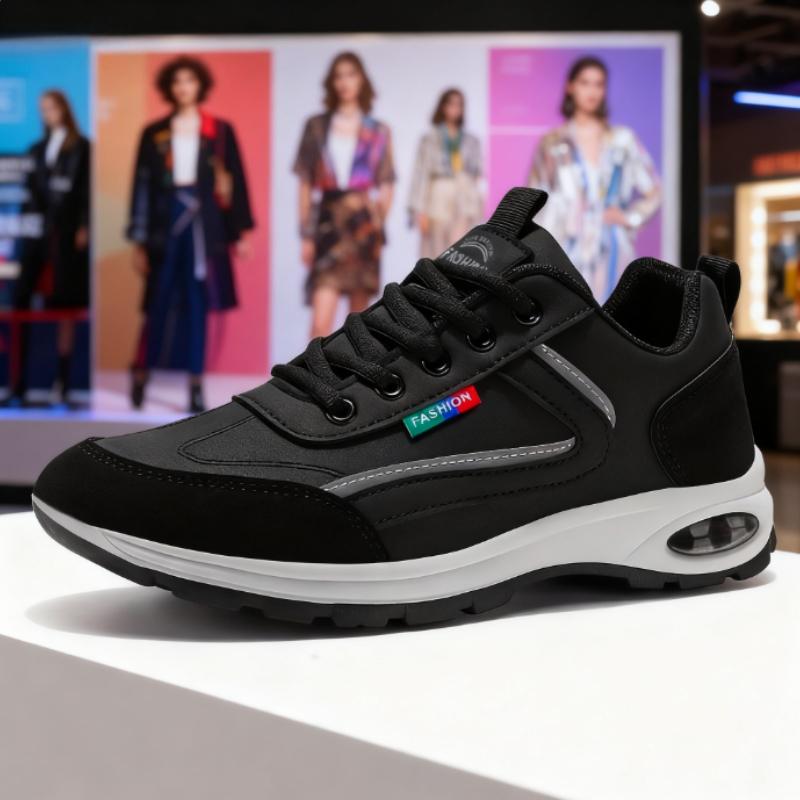 Модные кроссовки для мужчин Нескользящая обувь Замшевая отделка Уличная Универсальная Шнуровка Обувь на платформе Весенне-осенняя Спортивная обувь