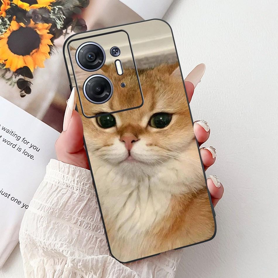 For Infinix Hot 30 5G Elegant Butterfly Cat Printed Phone Case For Infinix Hot30 5G X6832 Black Silicone Soft TPU Cases Bumpers
