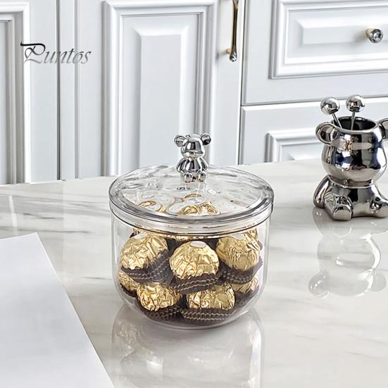 Прозрачная герметичная банка на 900/1400 мл с медвежьей ручкой, герметичная крышка, большая вместимость, многофункциональный контейнер для галантерейных товаров, орехов, зерновых, приправ, контейнер для чайных листьев