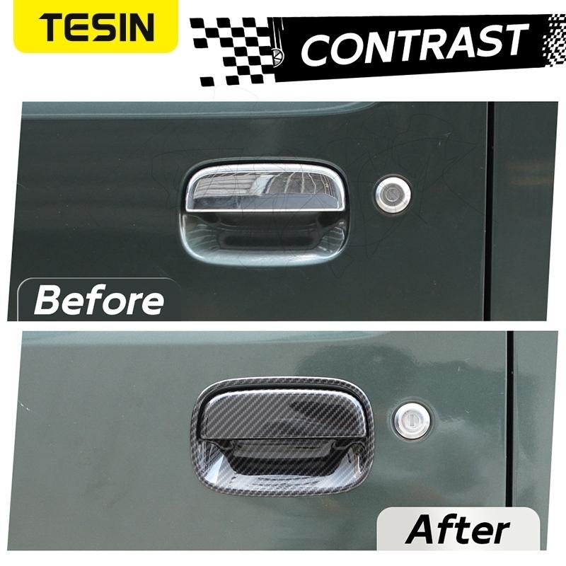 TESIN Car Door Handle Bowl Decoration Cover Stickers for Suzuki Jimny 2007-2012 2013 2014 2015 2016 2017 Exterior Accessories