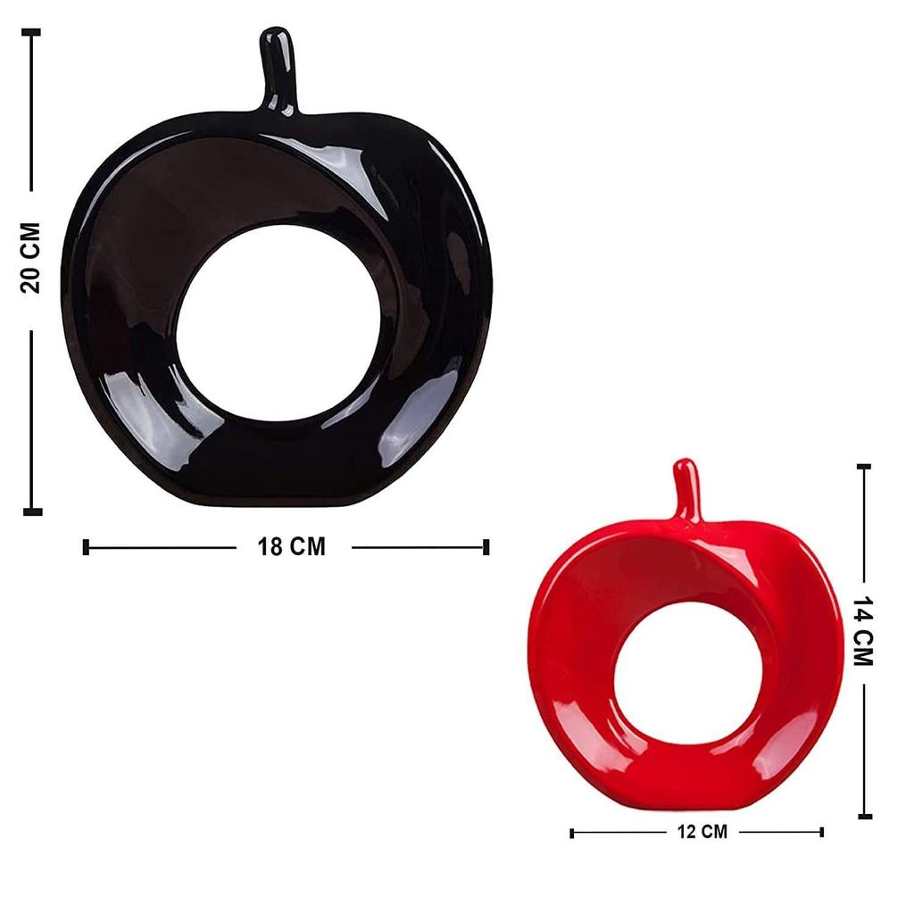 Красивая керамическая витрина для домашнего декора в форме яблока (Упаковка из 2 штук, цвет черный и красный)