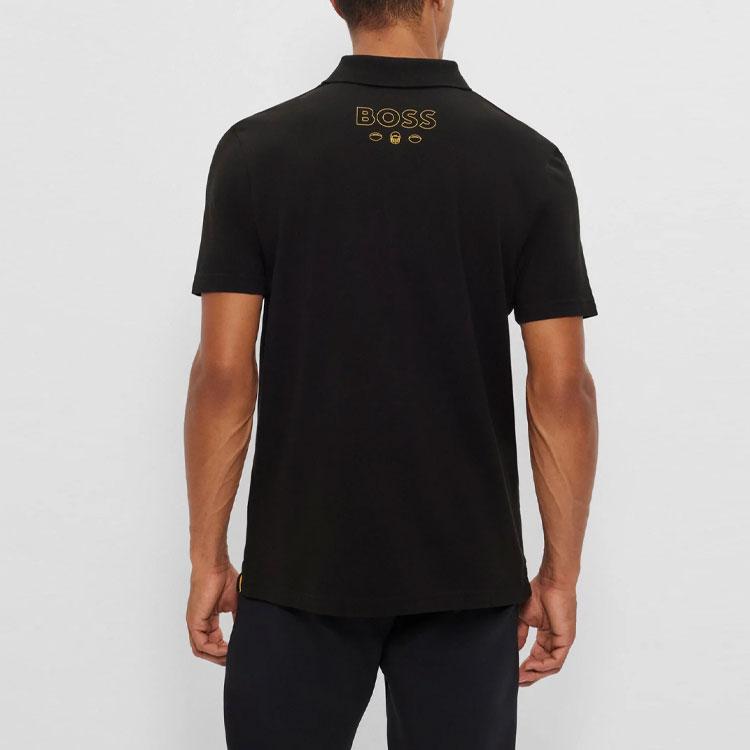 HUGO BOSS Polo Shirts Men's Black Polo Collar Moderate Straight Fit 50504529-005