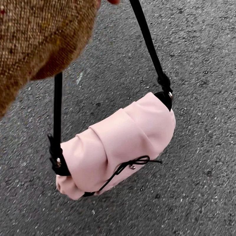 Популярная сумка с розовым бантом, милая плиссированная сумка-облако, женская сумка и сумка через плечо для женщин на весну и лето