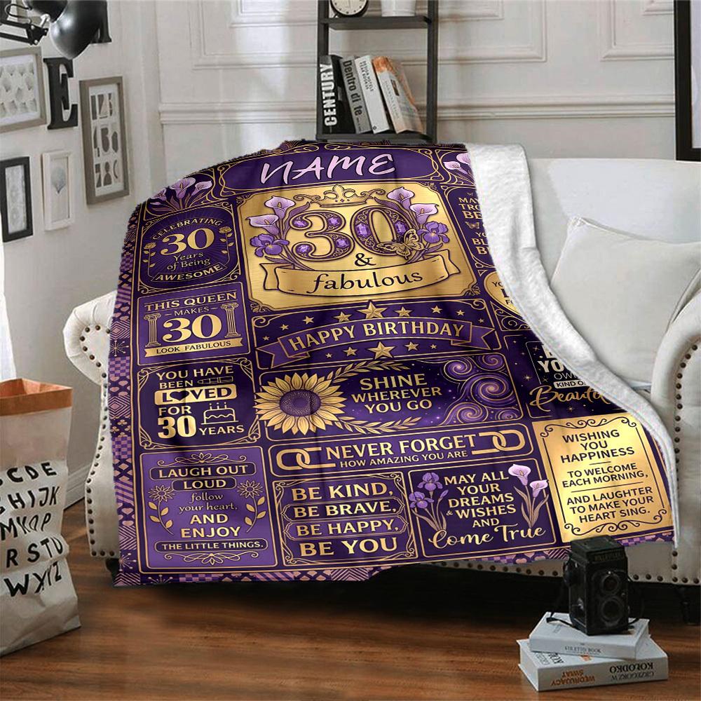 Happy 30Th Birthday Customize Your Name Blankets Are Warm Soft Blankets Perfect For Naps Sofas And Relaxation They Also Make Great Christmas Halloween