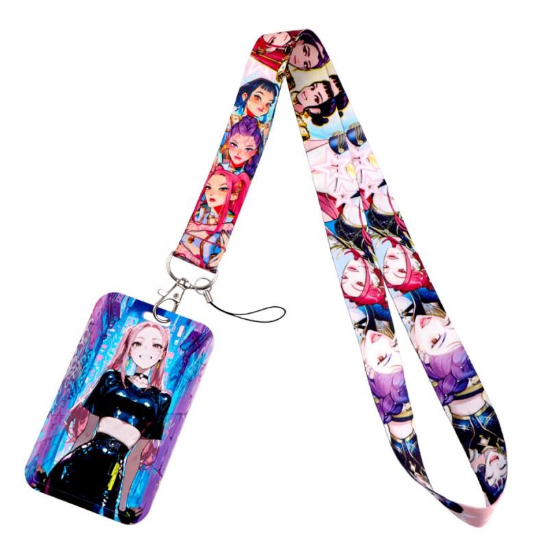 Fashion Hard Shell Card Cover Kpop Demon Hunter Cartoon  Student Stationery Hanging Rope Bus ID Card Holder