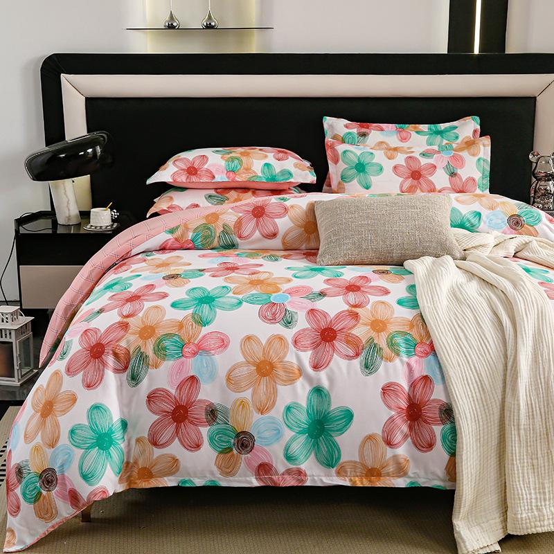 Комплект из четырех предметов из плотного хлопка с потертостями, комплект из 4 простыней и одеял, комплект из трех предметов для общежития