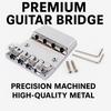 Ogdni Fixed Bass Guitar Bridge with Tool Hardtail Saddle Bridge for Bass Guitar Chrome 4-String Set, Parts,