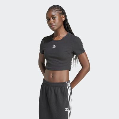 Женская футболка S Essential Lip Tea Original Crop Tee черного цвета