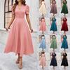 Ladies Fashion Temperament High Waist High Sense Solid Color Short Sleeve Dress