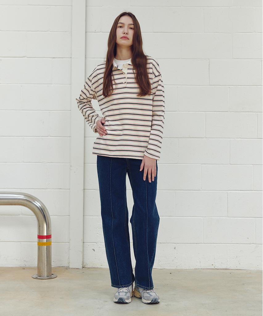 JBYRARA Pintuck Detail Straight Fit Denim Pants_Indigo