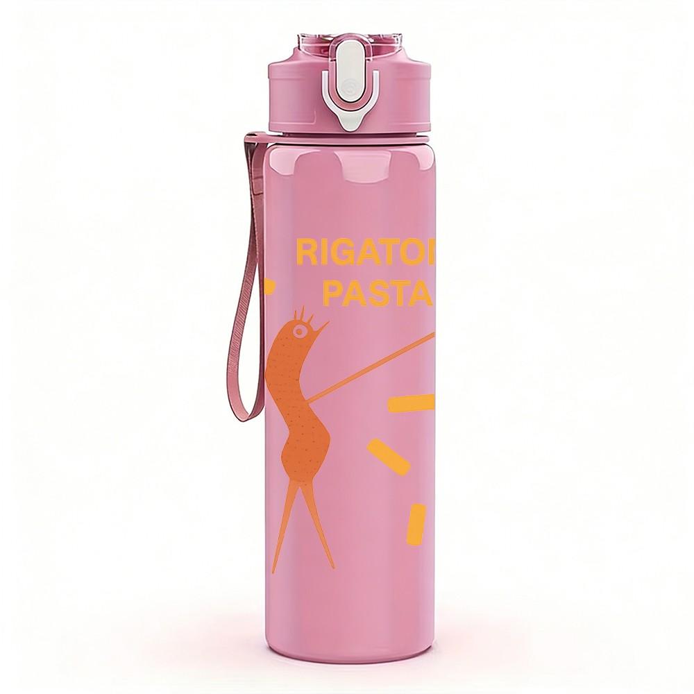 1PC Rigatoni Pasta Dancer Art 750ml Color Plastic Sports Water Bottle Leakproof Flip Straw Lid Suitable for Sports Office Home Use