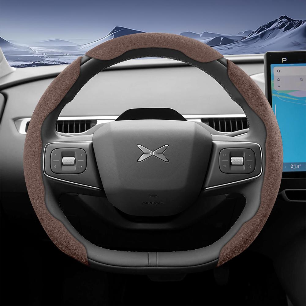 bpzsw1 Suitable for Xpeng Sports Suede Steering Wheel Cover, Split Snap-On Style, Non-Slip and Durable, for Models Such as G6, G9, P7, P7+, X9, G3,