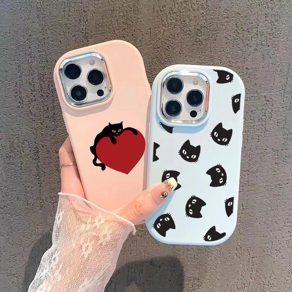 LZ8 Cartoon Cat Cute Art Soft Phone Case for Samsung S24 Ultra S23 Plus S21 FE A16 A54 A34 A52 A06 Infinix Hot 40 30i Lens Protection Shockproof Cover