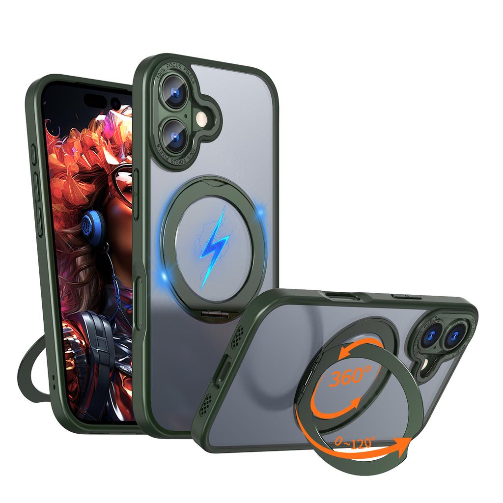 For iPhone 17 Case Compatible with MagSafe TPU + Acrylic Kickstand Phone Cover
