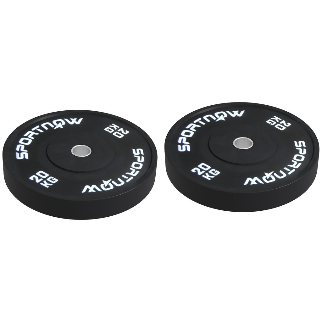 Set of 2 Gym Weight Plates 20kg for Barbell and Dumbbells with diameter 5cm Connection, Black