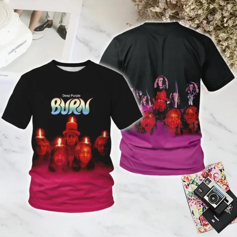 "Deep Purple" Band Style Summer 3D Printed Large-sized Men's T-shirt Is Loose and Comfortable Suitable for Daily Wear
