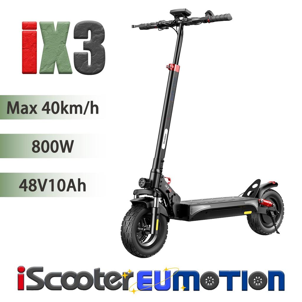 iScooter IX3 Off-Road Electric Scooter 800W, 48V10Ah, 40km/h Max Speed, 10" Tires, Disc Brakes, Full Suspension, APP Control, IPX4 Waterproof