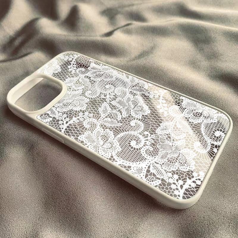 Продвинутый Сексуальный Белый Кружевной Чехол для Телефона для IPhone 17 Air 16 15 14 13 12 11 Pro Max Plus Креативная Защитная Крышка Модный Funda