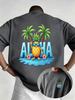 Unisex Oneck Short Sleeve T Shirt Miami Tropical Palm Tree Sunset Neon Letter Graphic Tees Beach Vacation Casual Loose Daily Tops