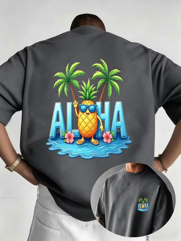 Unisex Oneck Short Sleeve T Shirt Miami Tropical Palm Tree Sunset Neon Letter Graphic Tees Beach Vacation Casual Loose Daily Tops