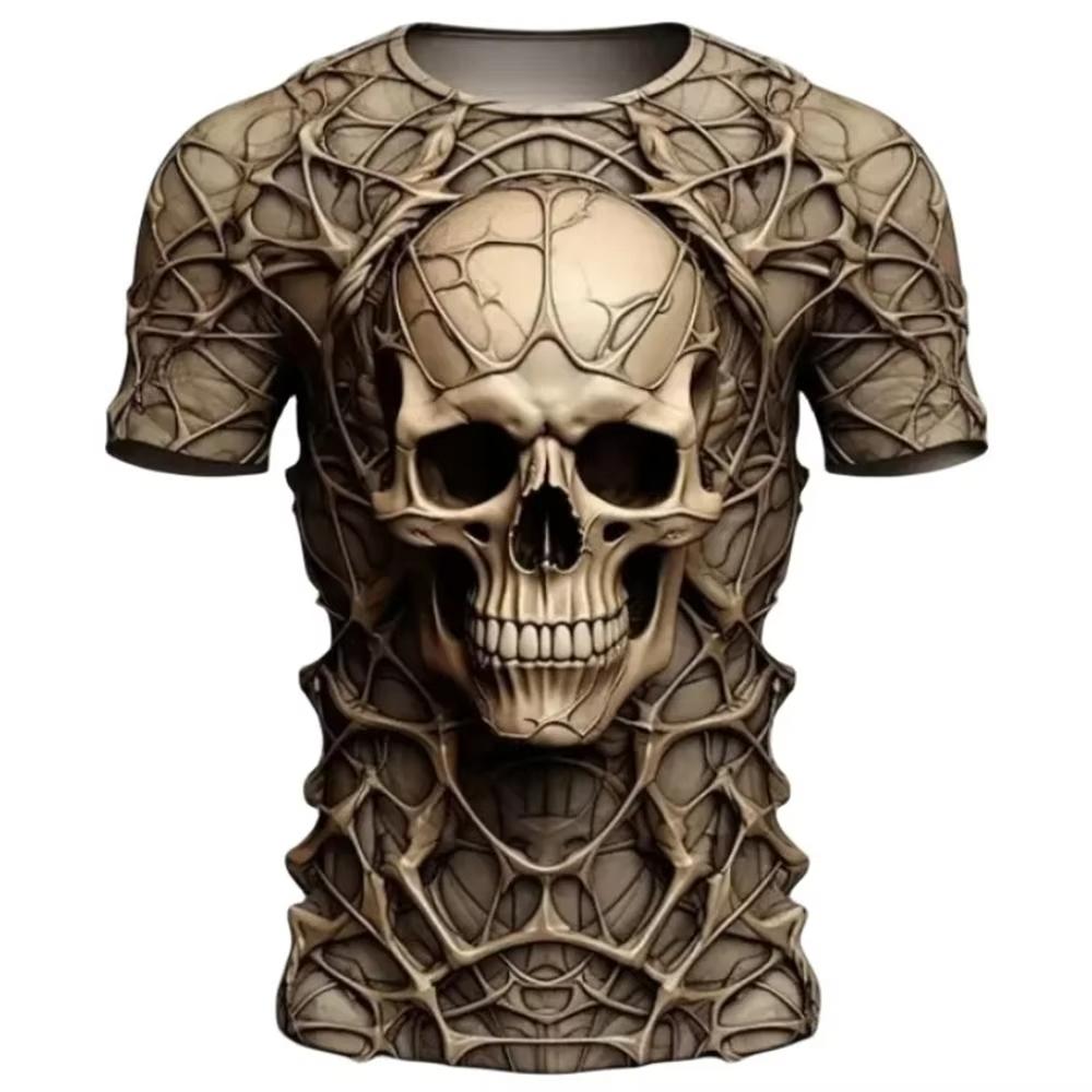 Мужская футболка с коротким рукавом в стиле ретро, летний ужас, нежить, паук, череп, принт, свободная футболка, свободная одежда