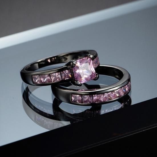 1 пара колец для пары, геометрический декор из стразов, символ любви и единства, юбилейное кольцо, медь, для предложения