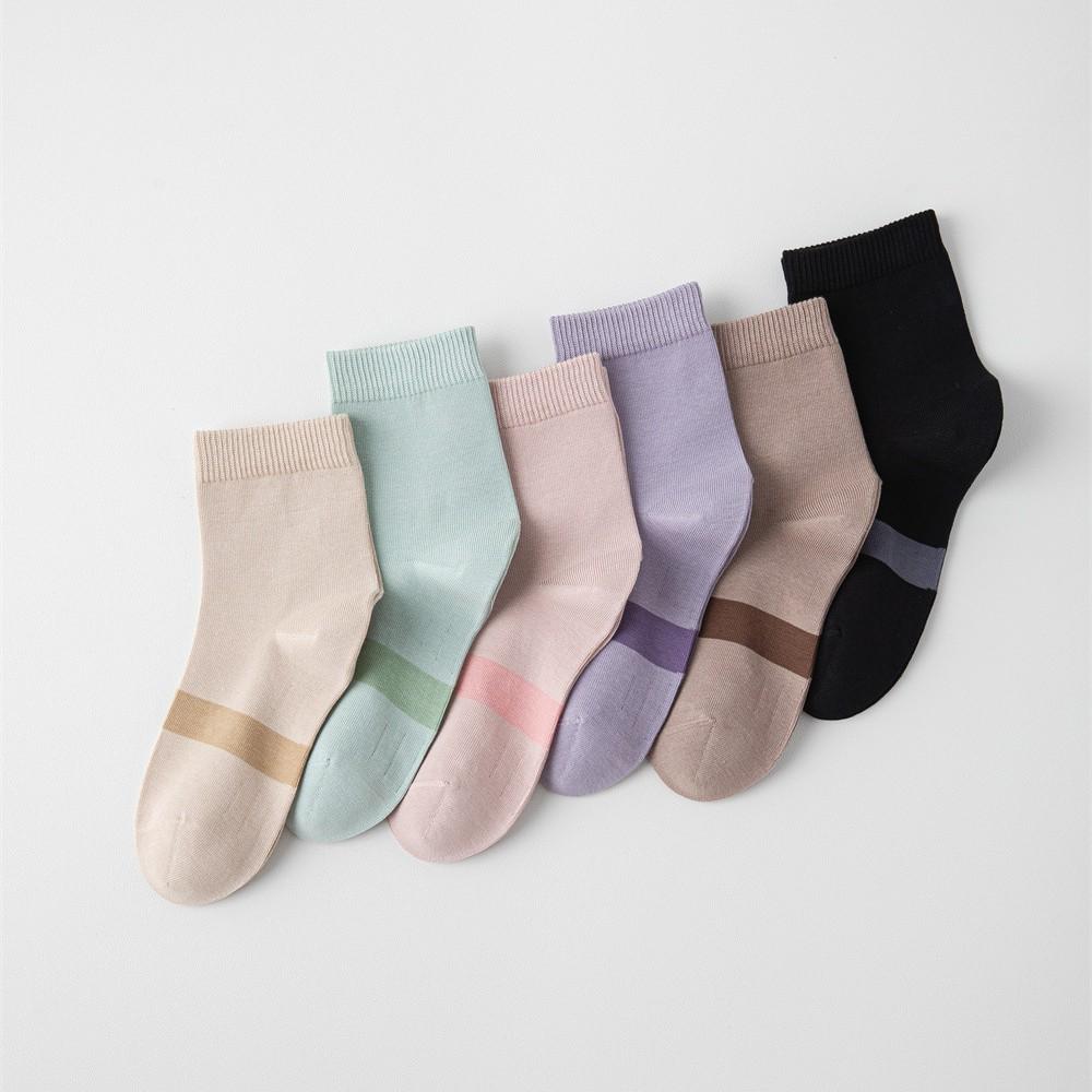 91% Хлопок Носки без костей Женские антибактериальные цветные контрастные женские хлопковые носки в студенческом стиле Носки-трубы средней длины Спортивные носки