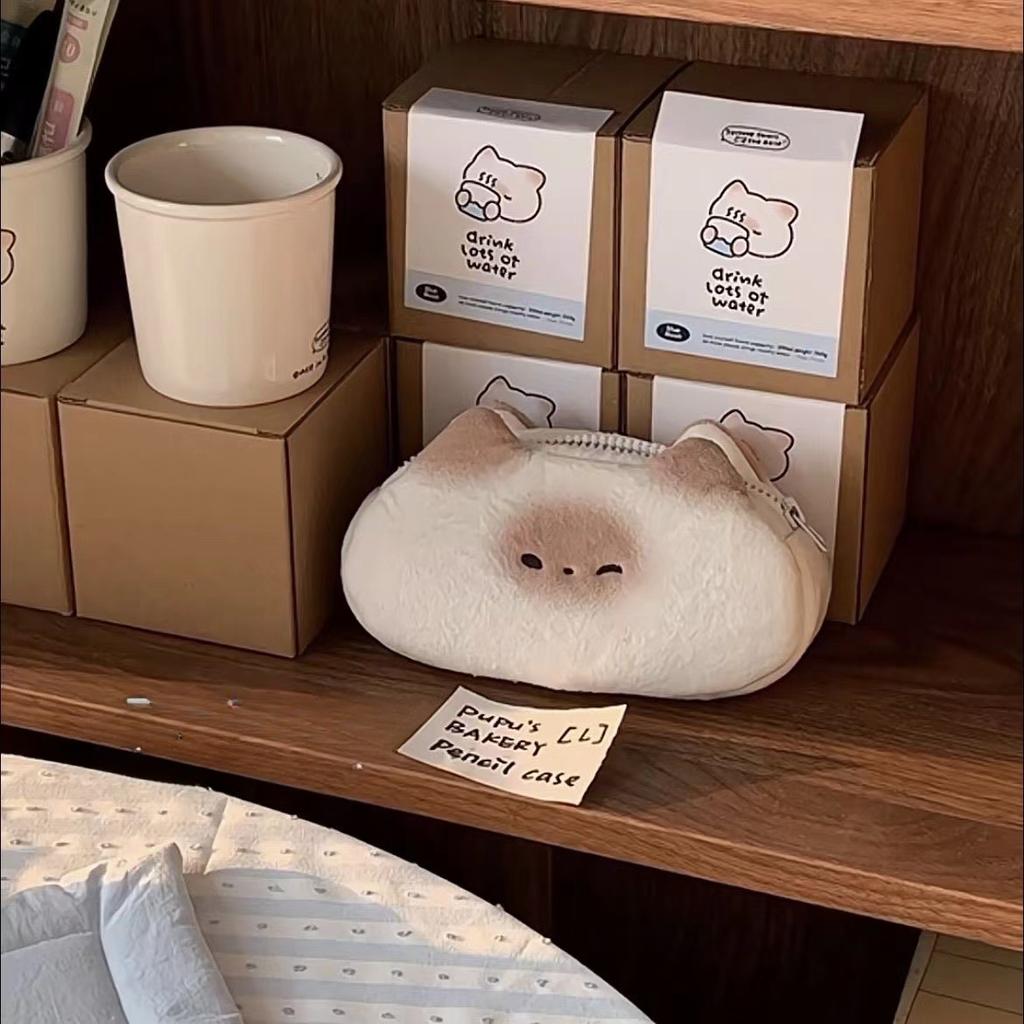 Милый мультяшный сиамский кот PuPu, плюшевая сумка для ручек, большая емкость, Kawaii, пенал для мальчиков и девочек, канцелярские принадлежности, школьные принадлежности