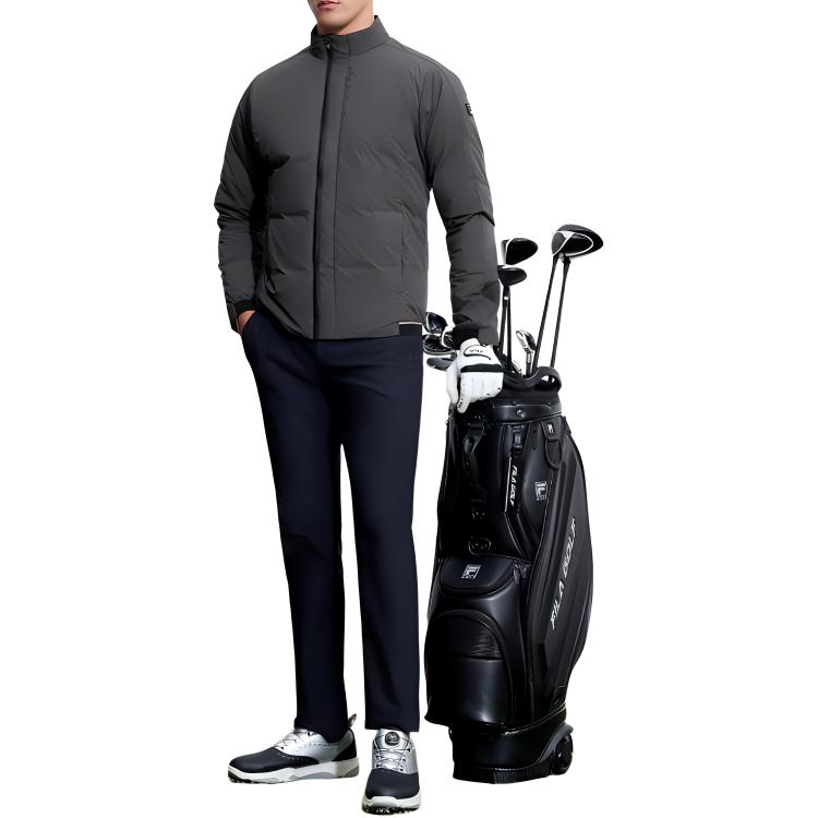 Fila 2023 Зима Новая Легкая Пуховая Куртка Гольф Спорт Базовая Стойка Воротник Топ Мужские Топы Черный A11M345917F-BK