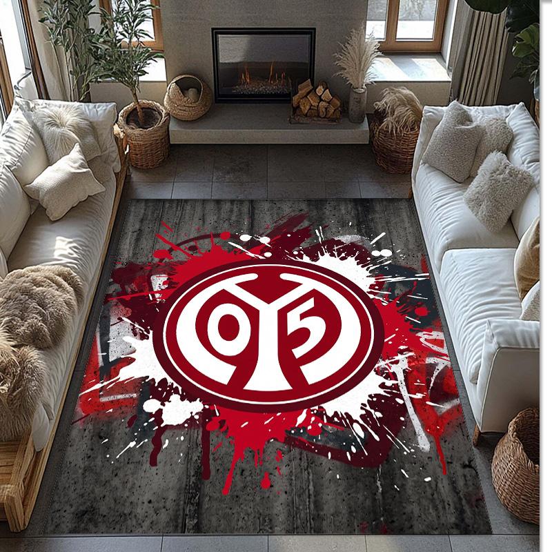 Mainz FC Soccer Football Pattern Soft Area Rug Non Slip Indoor Floor Carpet Sports Decor Mat for Bedroom