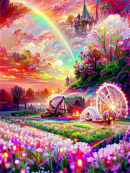 Набор для алмазной живописи «Цветочная фантазия» Полный квадратный круглый вышитый мозаичный дом Пейзаж Домашний декор