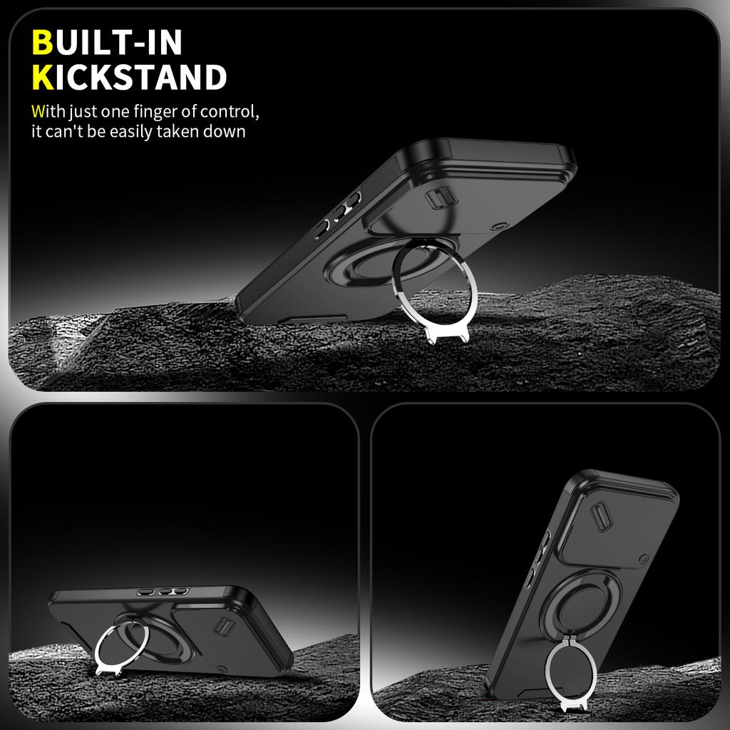 Чехол для телефона с магнитной подставкой-кольцом для Xiaomi 15T Pro, с защитой объектива камеры-слайдера, мягкая рамка из ТПУ, жесткая пластиковая задняя крышка, Fundas