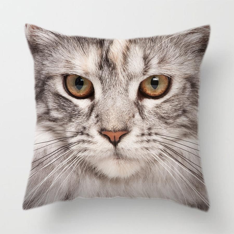 Симпатичный домашний кошачий морда, декоративный чехол для подушки с изображением животного, винтажный черно-белый домашний диван, наволочка, украшение для гостиной
