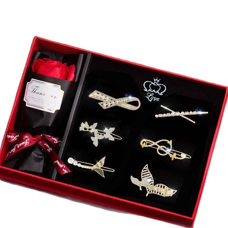 Sweet Butterfly Hair Clips Set Women Zinc Alloy Side Bang Elegant Cute Accessories Gift Box Valentines Day