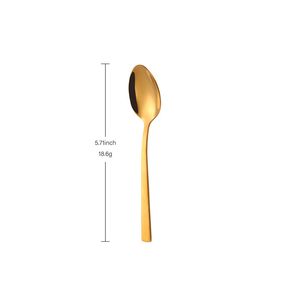 4/6/12 Pieces Stainless Steel Tea Spoon Black Stirring Spoon Ice Cream Cake Sliver Spoons Set Rose Gold Cutlery Mirror Tableware4