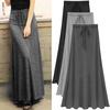Modal Casual Long Skirt for Women Elastic High Waist Drawstring Hem Split Maxi Skirt Solid A-line Slim Long Skirt Breathable Thin Plus Maxi Skirt
