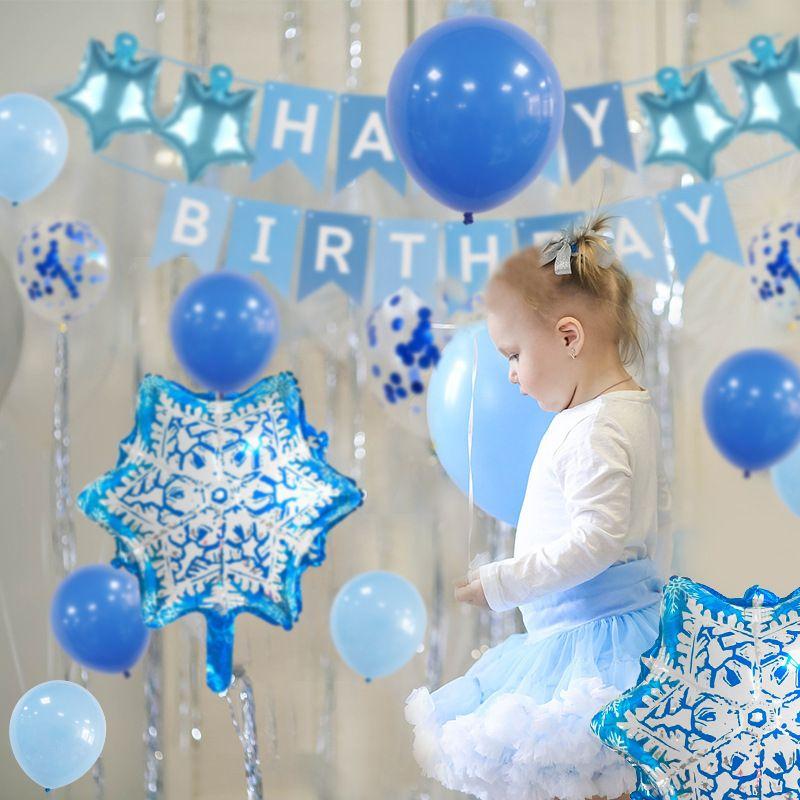 Snowflake Theme Birthday Party Balloon Set with Snowflake Pentagram Decoration Balloons