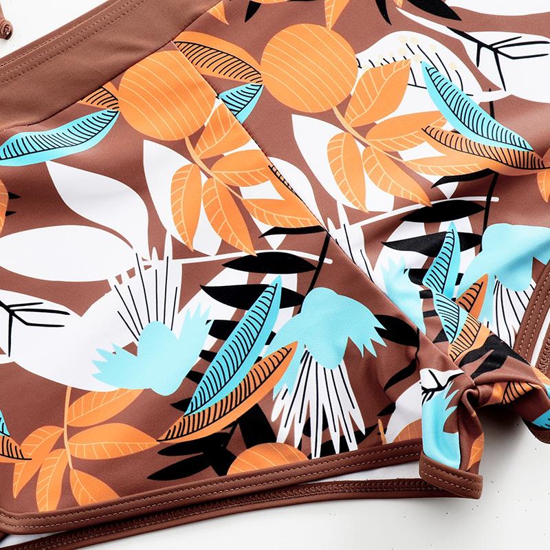 Сексуальные бикини женские летние из двух частей купальник с принтом женский пуш-ап Холтер с рюшами и запахом спереди купальный костюм с высокой талией