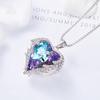 Fashion Simple Creative Ocean Heart Necklace Exquisite Heart Angel Wings Colorful Crystal Pendant High Quality Gifts For Girls