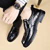 Fashion Men Genuine Leather Alligator Texture Slip-On Business Casual Shoes High Quality Thick Soled Men Loafers Soft Sole Shoes