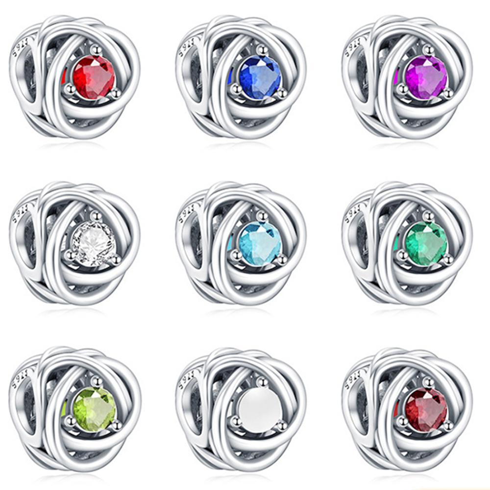 Медные twelve month birthstone сердце вечность шармы бусины кулон подходят к оригинальному браслету для женщин тонкие ювелирные изделия