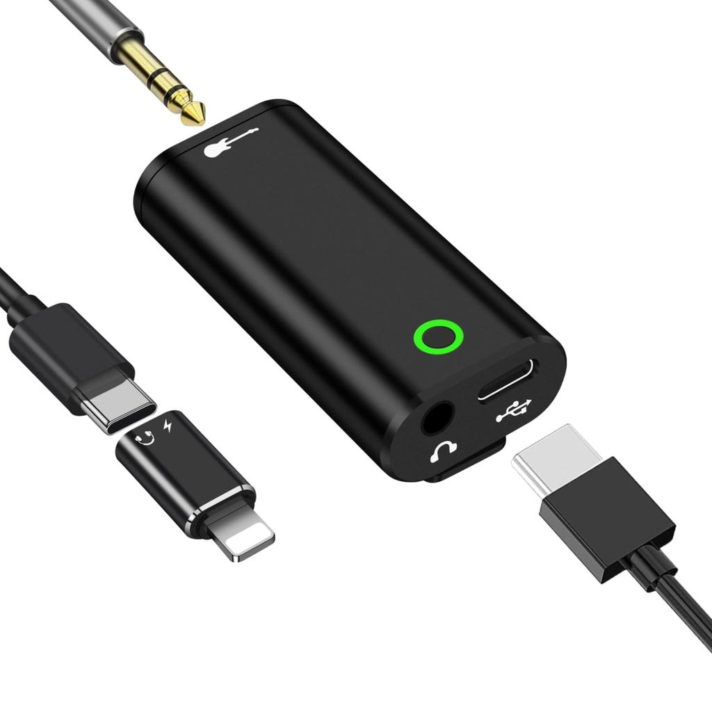 Портативный гитарный аудиоинтерфейс NCGGY со встроенной звуковой картой для записи для прямой трансляции, iPhone, iPad, смартфонов и планшетов Android, Нет