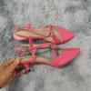 LOSLANDIFEN Women's 5cm Pointed Toe Cross Strap Buckle Sandals Slingback Pumps High Heels Party Wedding Dress Comfortable Shoes