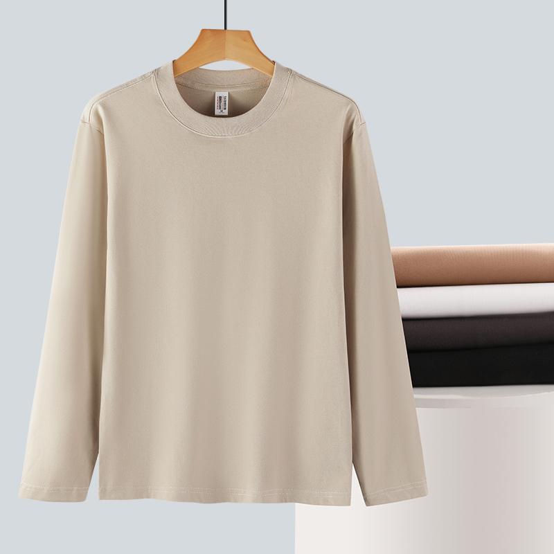 Zirunking Футболки унисекс, топы, футболки, однотонные топы, 100% хлопок, длинный рукав, уличная одежда, мягкие повседневные футболки, футболки с круглым вырезом SHUMIAN